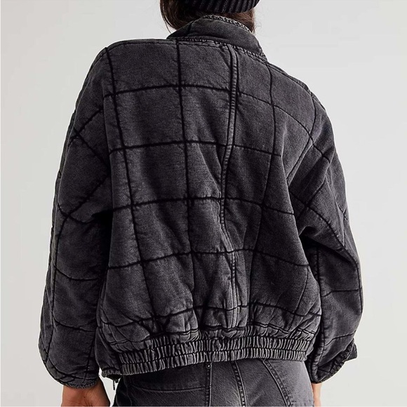 Freepeople Dolman Quilted Knit Jacket oversized fitted in black size small - Picture 2 of 8